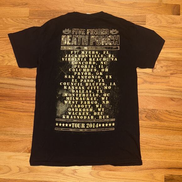 FIVE FINGER DEATH PUNCH OFFICIAL MERCH BAND CONCERT MUSIC T-SHIRT MEDIUM 2014 - Picture 2 of 9
